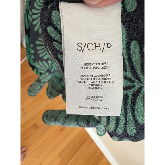 cAbi Palmette Tropical Print Mini Dress Navy/Green Size Small - Picture 8 of 13